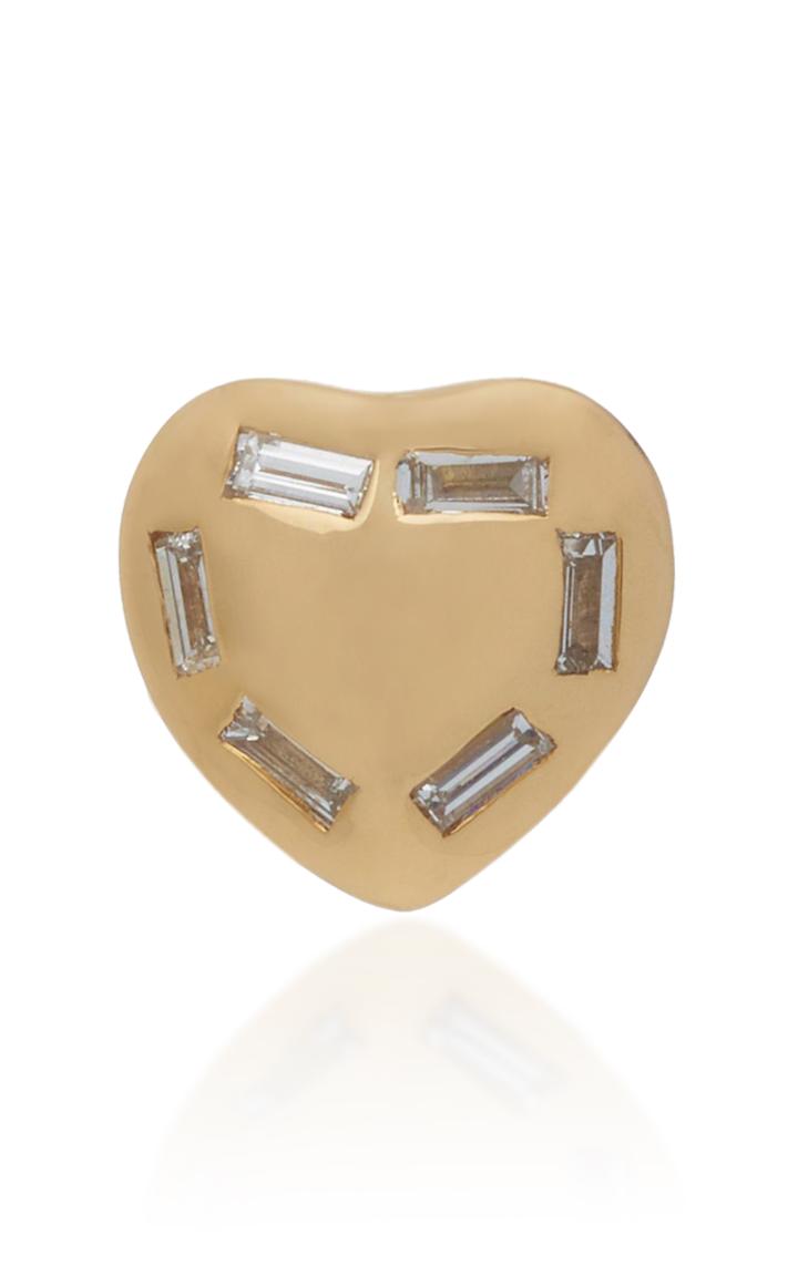 Brent Neale Small Puff Heart Single Diamond 18k Gold Stud