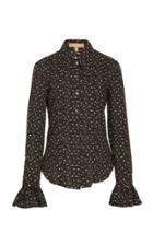 Michael Kors Collection Crushed Ruffle Cuff Cotton Shirt