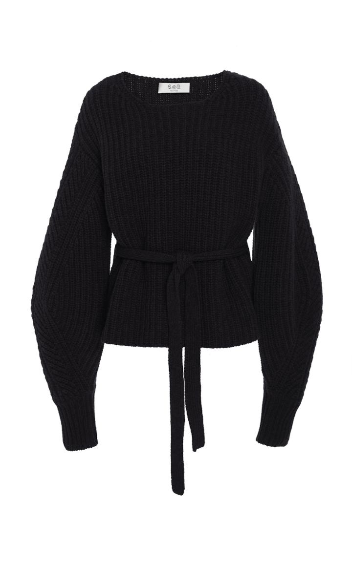 Sea Oversized Belted Wool Sweater