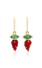 Brooke Gregson Maya Leaf Fire Opal Emerald Earrings