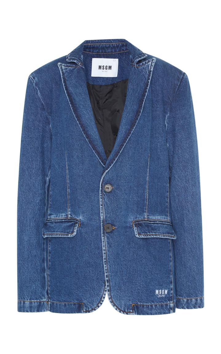 Msgm Denim Button Front Blazer