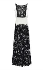 Lela Rose Pleated Floral-print Lace Gown