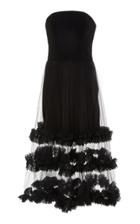 Christian Siriano Black Lace Trim Strapless Cocktail Dress