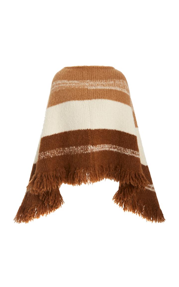 Moda Operandi Nili Lotan Ellery Fringe-trimmed Striped Alpaca-blend Poncho