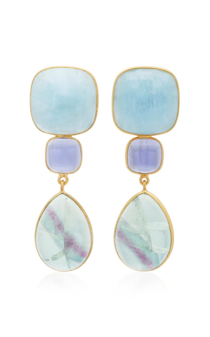 Bahina 18k Gold Lolith And Fluorite Earrings