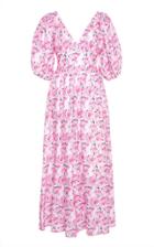 Gl Hrgel Floral-print Linen Midi Dress Size: L