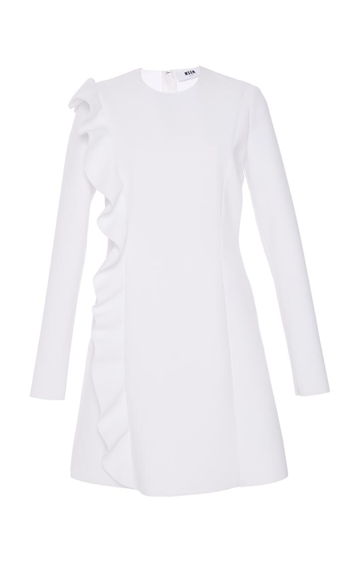 Msgm Double Crepe Cady Asymmetrical Ruffle Dress