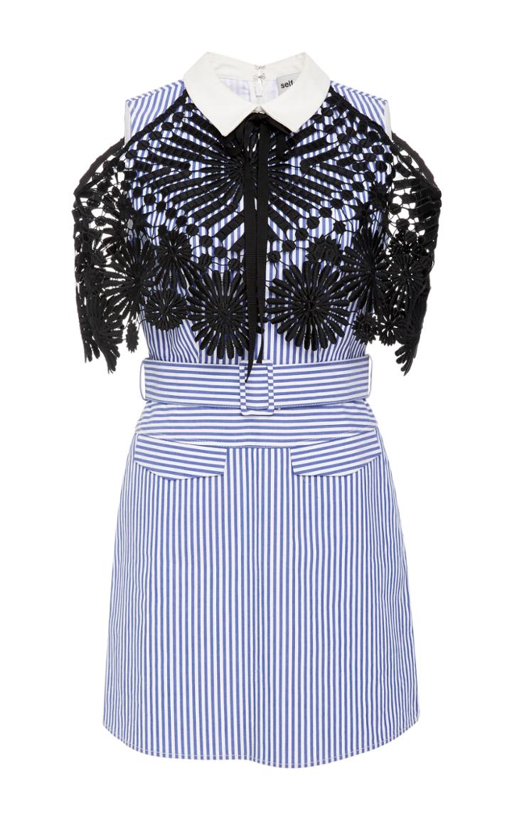 Self Portrait Lace And Cotton-poplin Dress