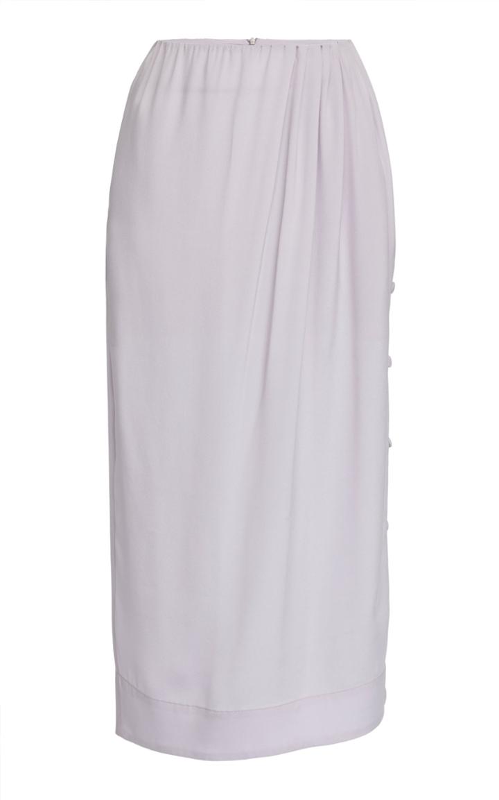 Simone Rocha Lilac Silk Crepe De Chine Pencil Skirt With Side Placket