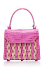 Nancy Gonzalez Woven Crocodile And Linen Top Handle