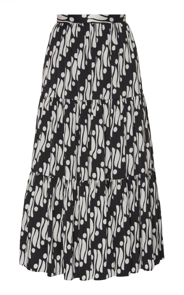Andrew Gn Printed Silk-blend Satin Skirt