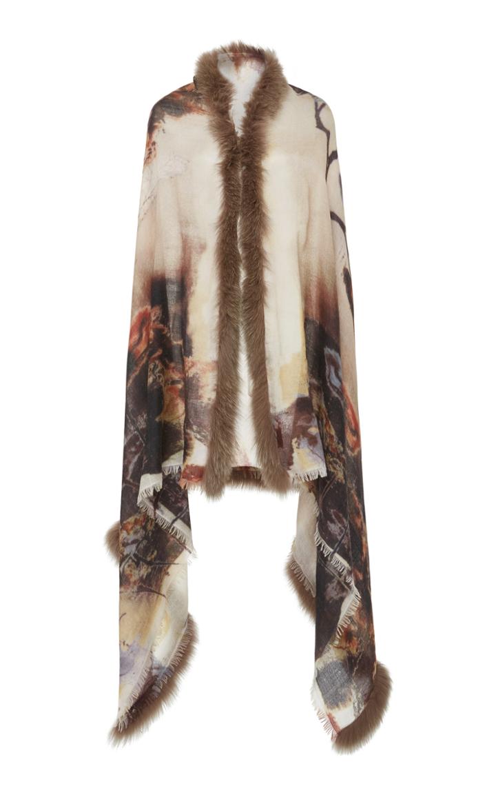 Ama Pure Trees Beige Cape With Fox Trim