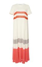 Agnona Crepe Cotton And Silk Stripes Volume Dress