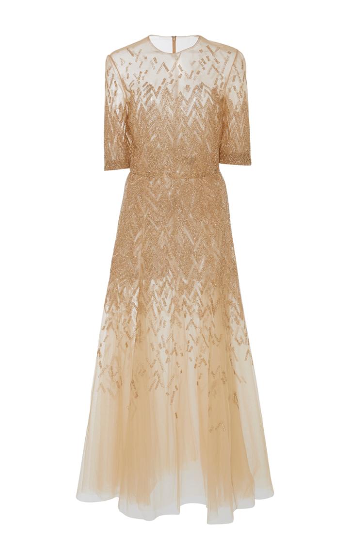 J. Mendel Long Sleeve Tulle Dress