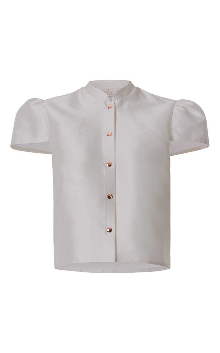 Marina Hoermanseder Shiny Grey Melleny Puffed Blouse