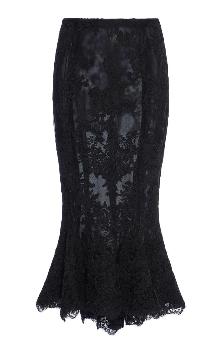 Marchesa Corded Lace Flounce Skirt