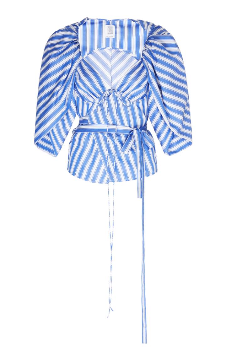 Rosie Assoulin Tie-detailed Striped Cotton-poplin Top