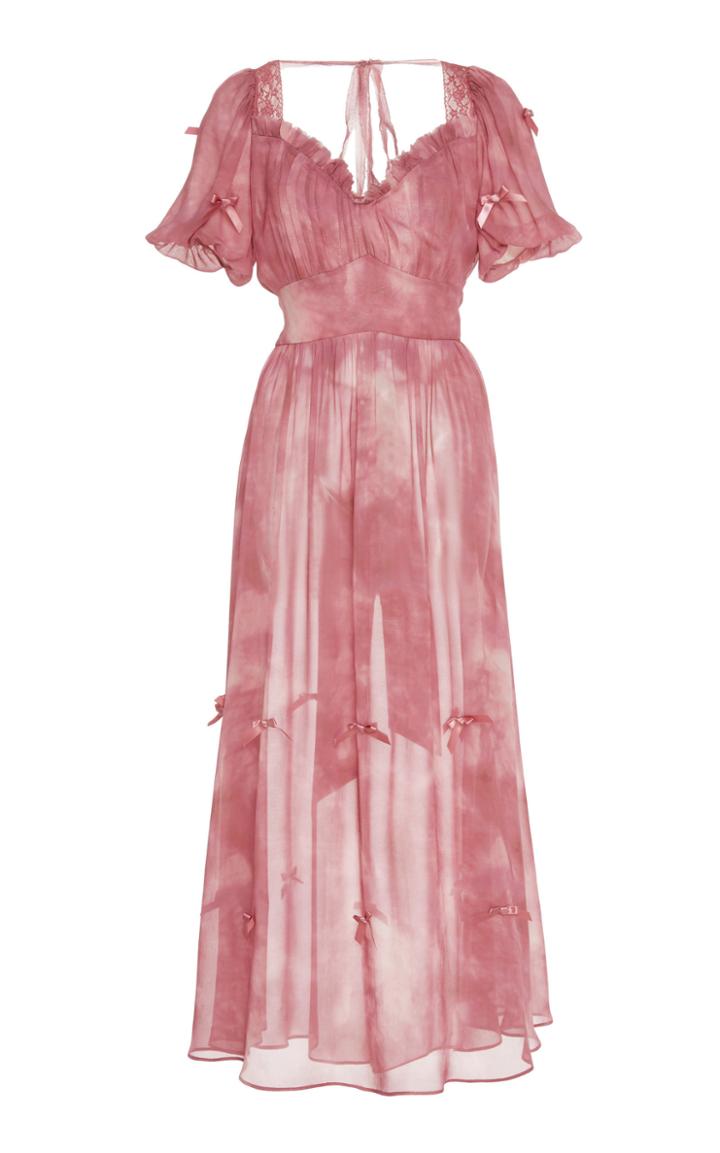 Loveshackfancy Ebony Ruffled Tie-dye Silk Dress