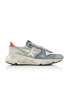 Golden Goose Running Sole Distressed Suede, Mesh And Rubber Sneakers