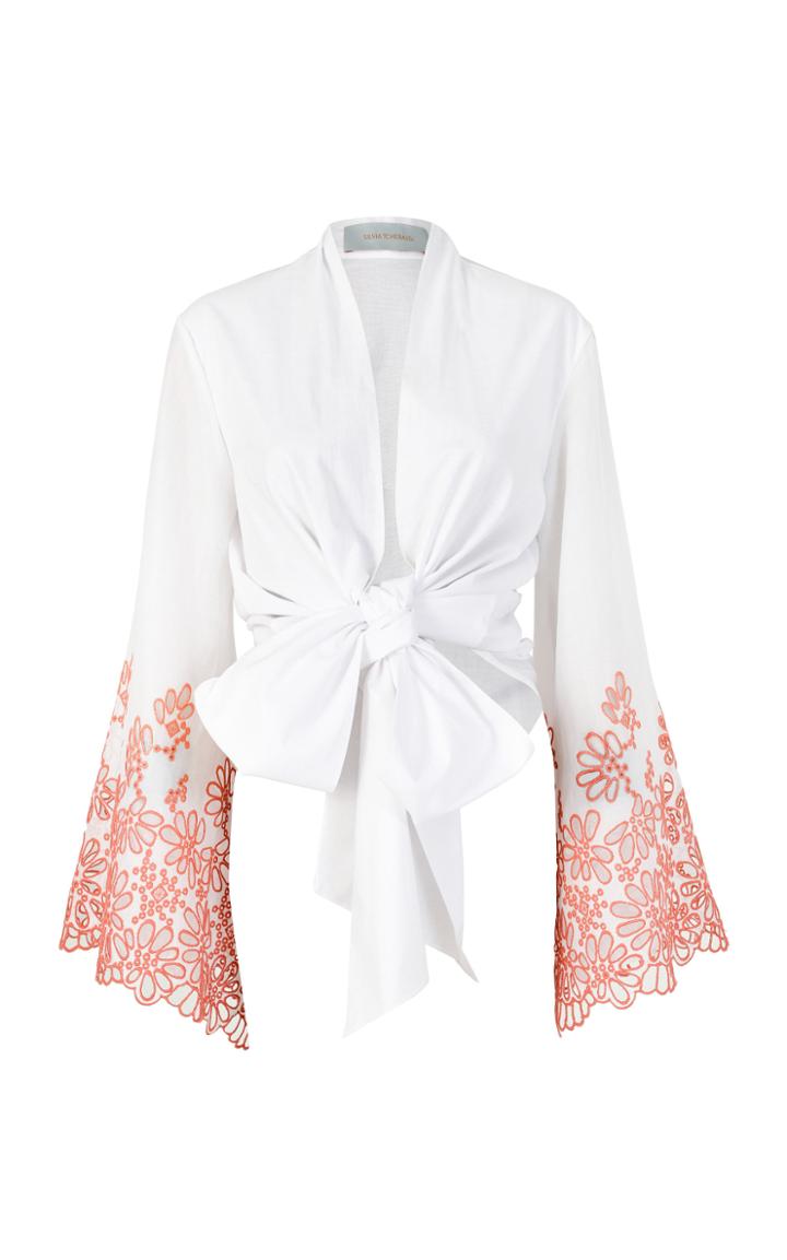 Moda Operandi Silvia Tcherassi Grace Embroidered Silk Blouse