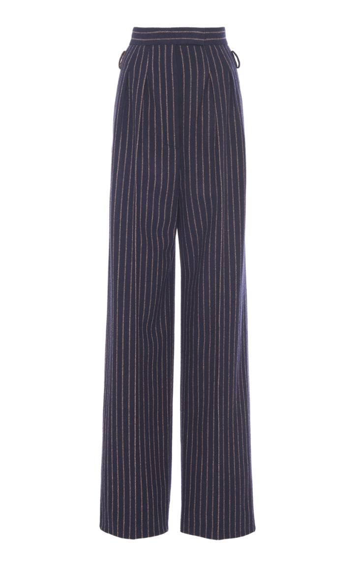 Moda Operandi Max Mara Samba Pinstriped Wool-cashmere High-rise Wide-leg Trousers