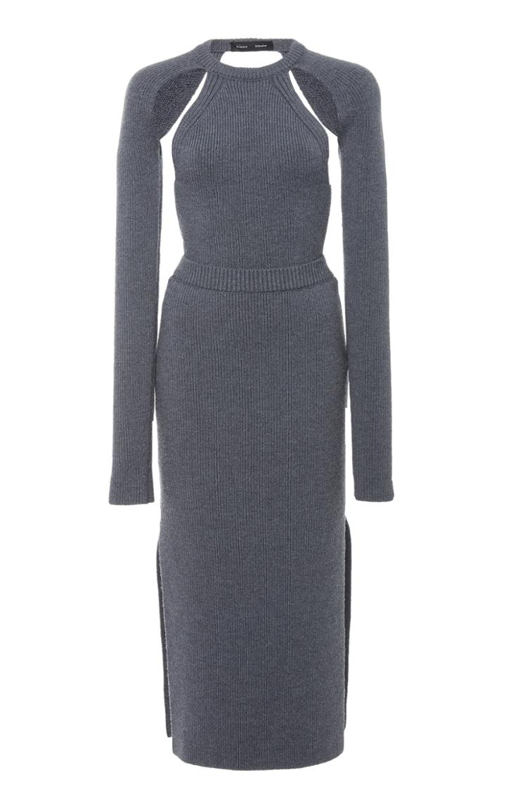 Proenza Schouler Cut Out Open Back Wool Dress