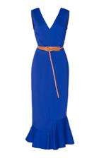 Victoria Beckham Georgette Frill Hem Midi Dress With Belt
