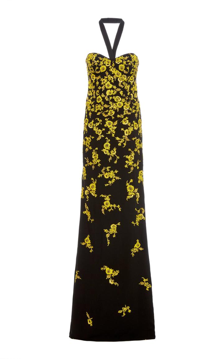 Naeem Khan Embroidered Halter Gown