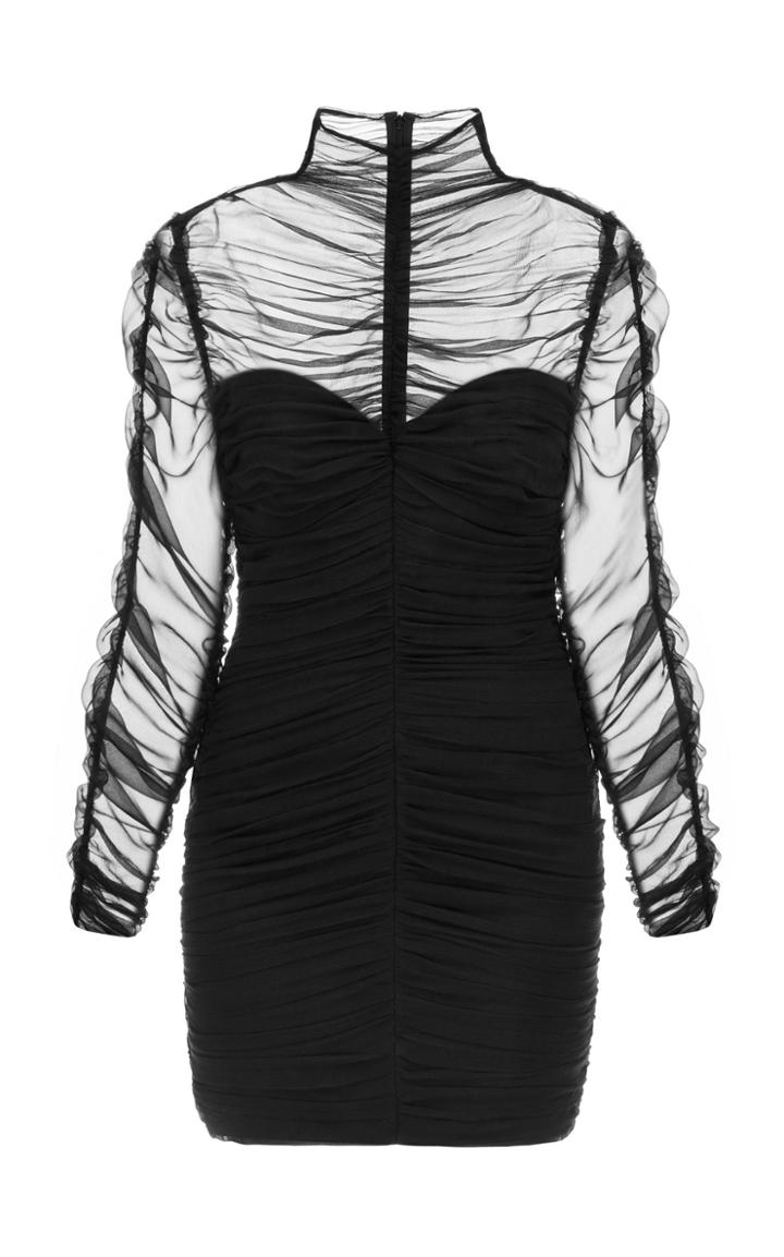 Elenareva Black Silk Chiffon Mini Dress