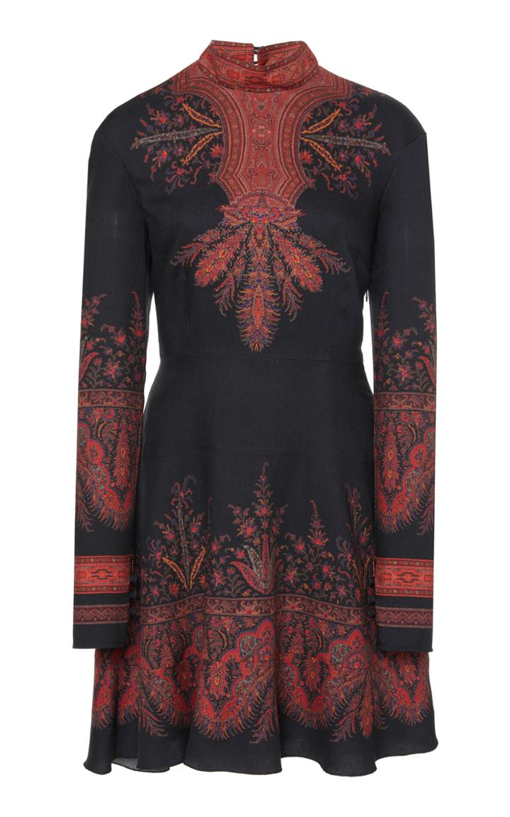 Etro Printed Ruffled Wool-silk Dress