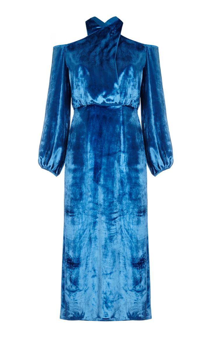 Safiyaa Vilona Cold Shoulder Short Velvet Dress