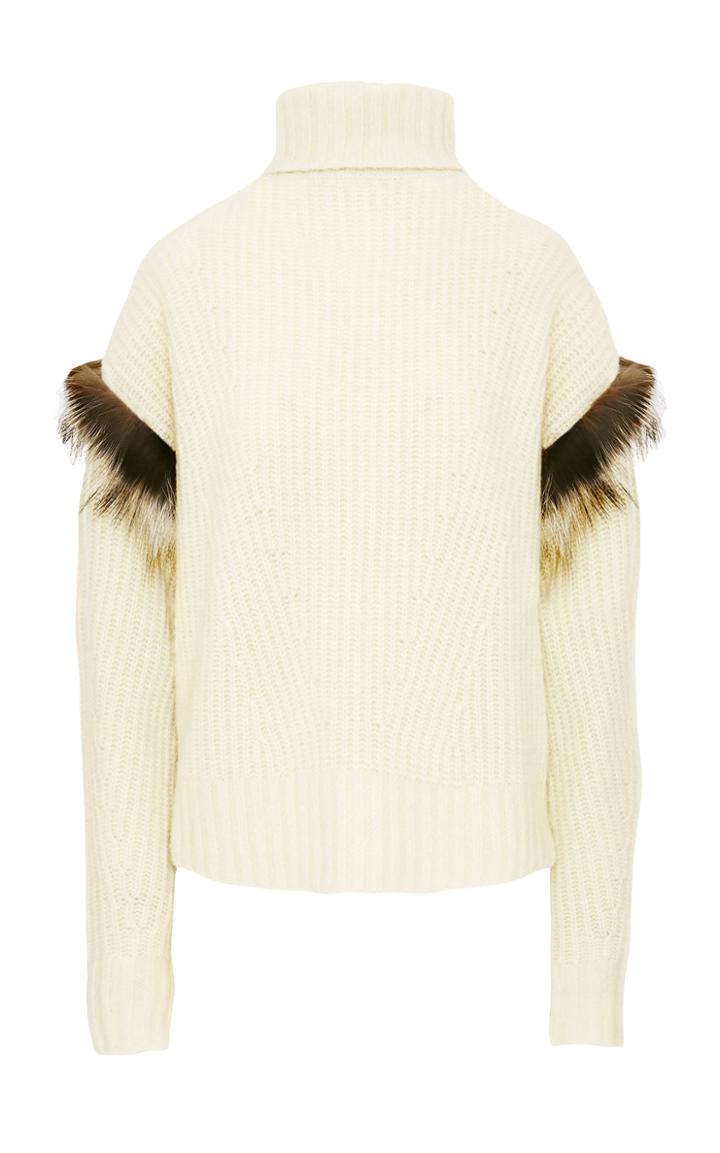 Moda Operandi Lapointe Fur-trimmed Ribbed-knit Cashmere-silk Turtleneck Sweater