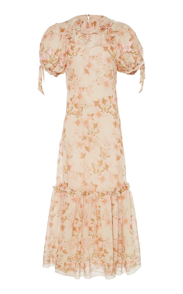 Luisa Beccaria Ankle Grazing Chiffon Dress