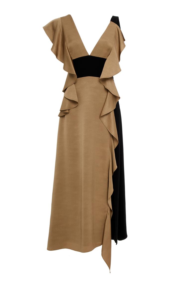 Prabal Gurung Rana Asymmetric Sleeveless Ruffle Dress