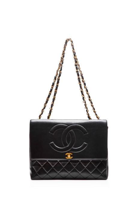 Preorder Vintage Chanel Chanel Black Lambskin Jumbo "coco" Bag From What Goes Around Comes Around