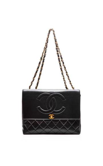 Preorder Vintage Chanel Chanel Black Lambskin Jumbo "coco" Bag From What Goes Around Comes Around