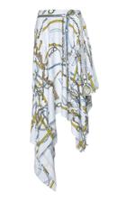 Moda Operandi Lanvin Asymmetric Chain Print Satin Midi Skirt Size: 36