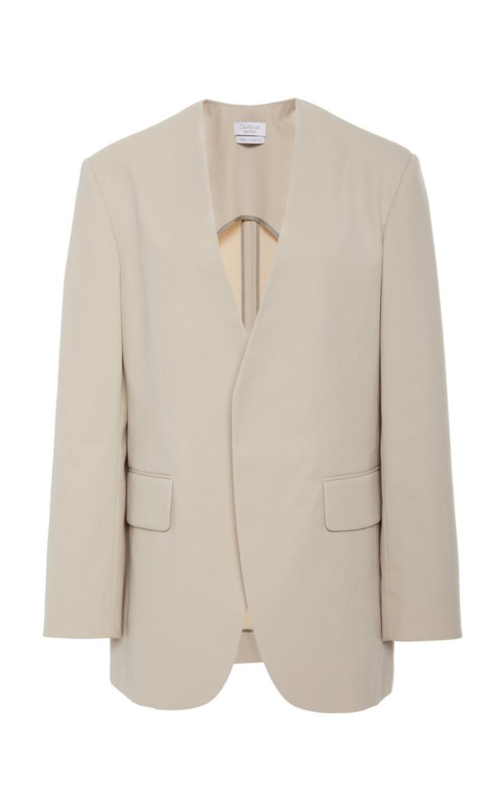 Deveaux Collarless Structured Twill Blazer