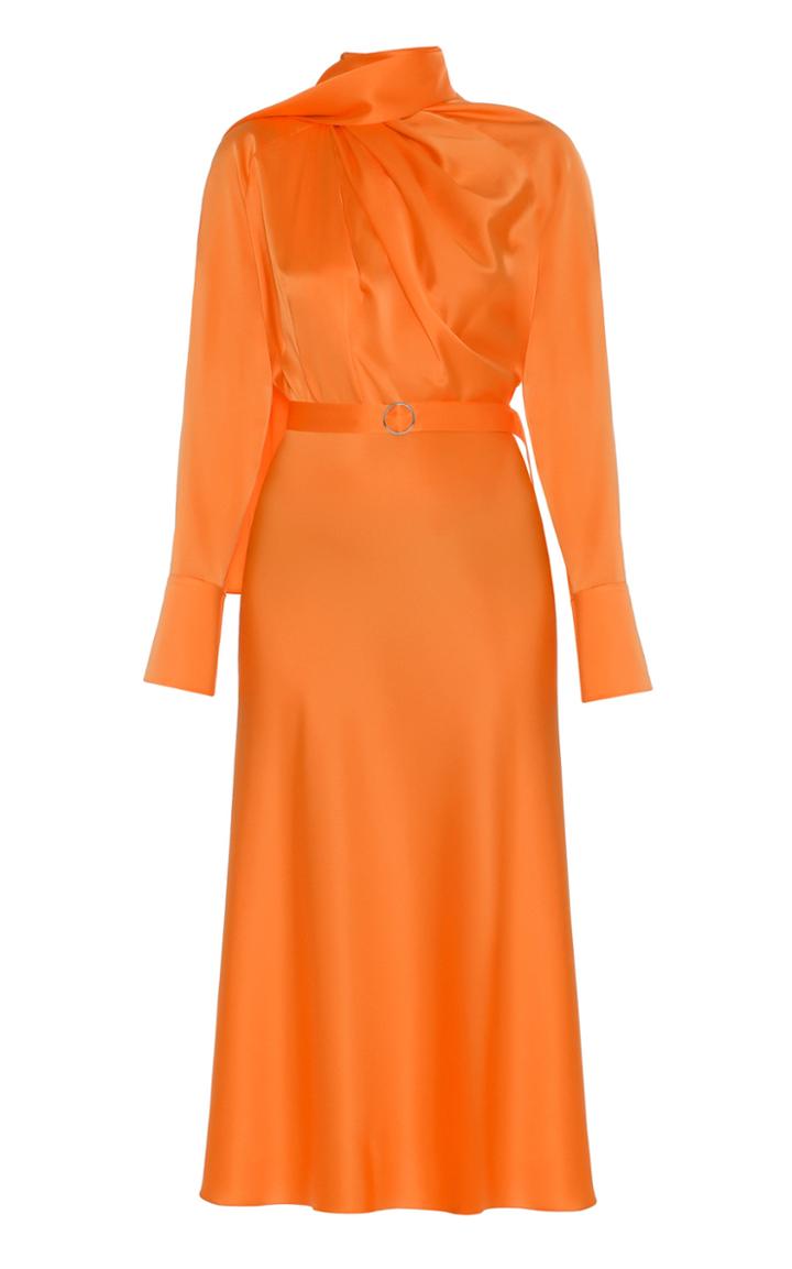 Moda Operandi Matriel Silk Long Scarf Midi Dress With Belt