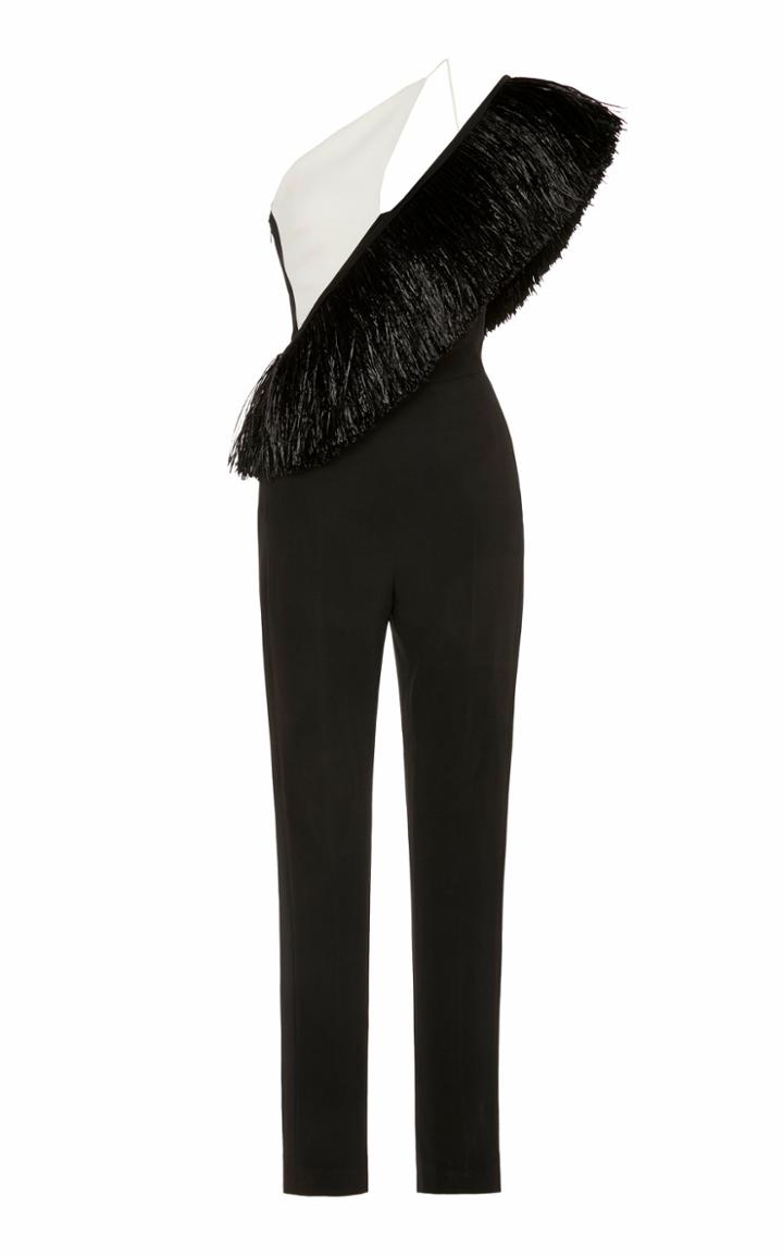 Moda Operandi David Koma Asymmetric Fringe-detailed Crepe Crepe Jumpsuit Size: 6