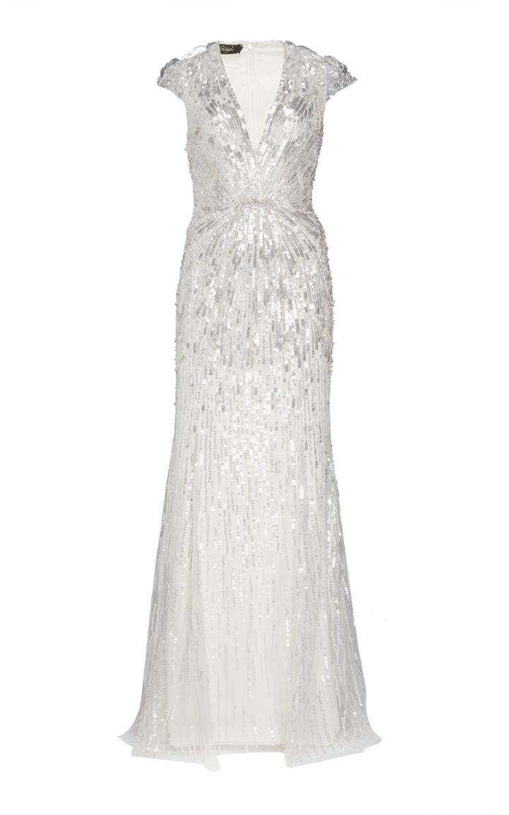 Jenny Packham Galina Sequined Chiffon Gown