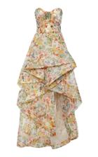 Moda Operandi Monique Lhuillier Floral-print Silk Tulle High-low Gown Size: 0