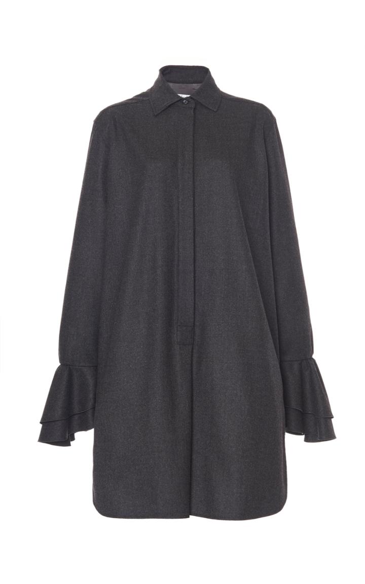 Moda Operandi Max Mara Segovia Ruffle-trimmed Wool Mini Shirt Dress