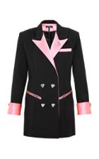 Moda Operandi Mach & Mach Black Tuxedo Blazer Dress With Heart Buttons
