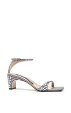 Sergio Rossi Silver Suede Jeweled Sandals