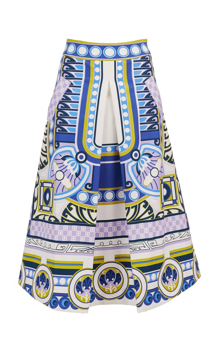 La Doublej Santa Monica Printed Cotton A-line Skirt