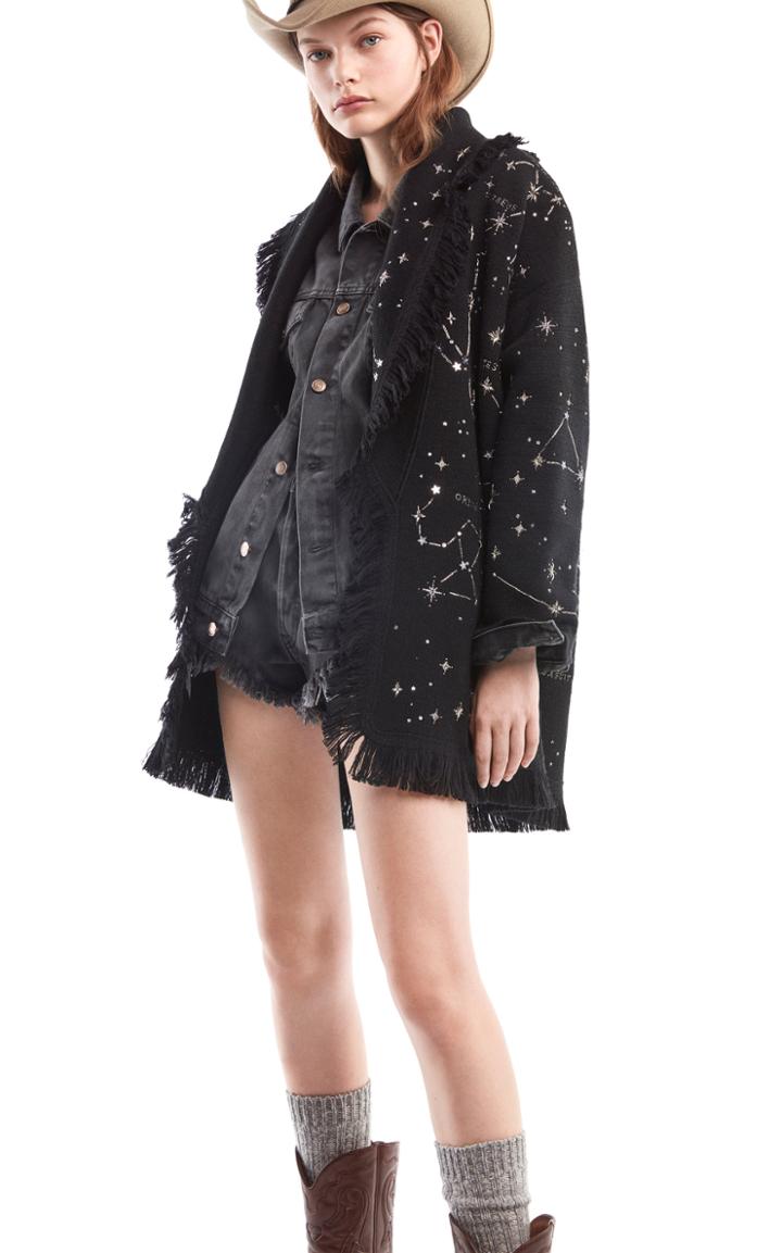 Moda Operandi Alanui Star Atlas Embroidered Fringed Wool Cardigan