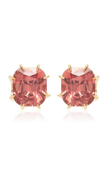 Moda Operandi Mcteigue & Mcclelland Pink-orange Sapphire Scalloped Stud Earrings