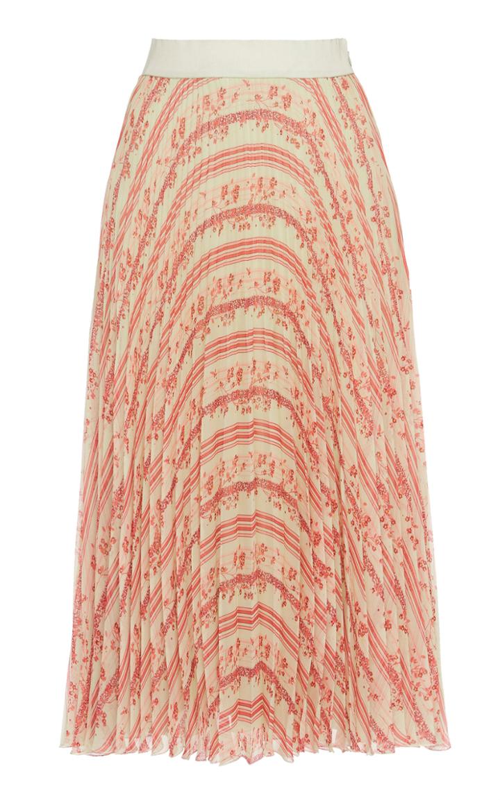 Giambattista Valli Floral Pleated Silk Skirt