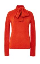 Zac Posen Scarf Cashmere Sweater In Burnt Orange
